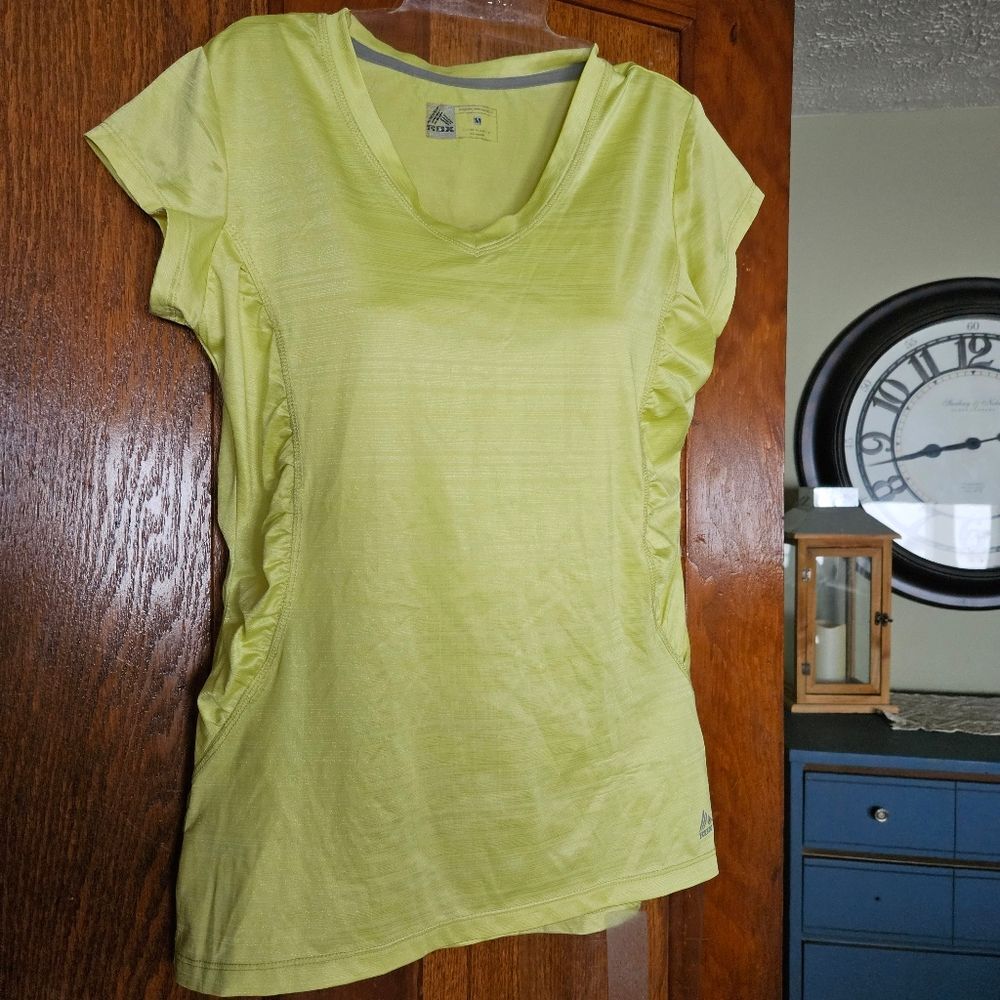 RBX Yellow Ruched Summer Top‎ M | Lightweight Workout Tee Activewear